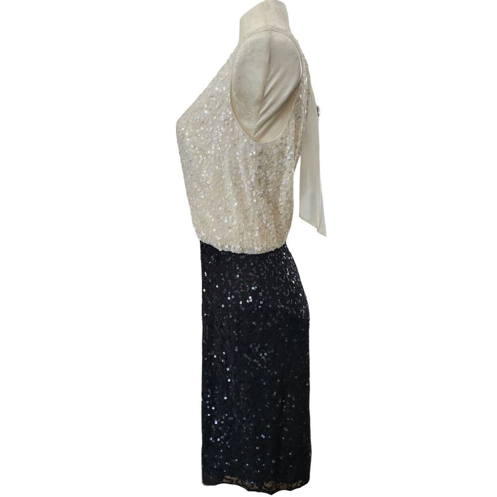 Ann Taylor Sequin Black & Cream Cocktail Dress Size 12 NWT - Picture 4 of 8